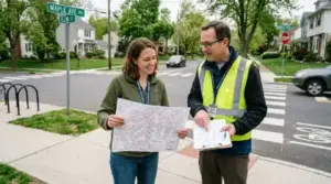 Volunteers inspecting neighborhood